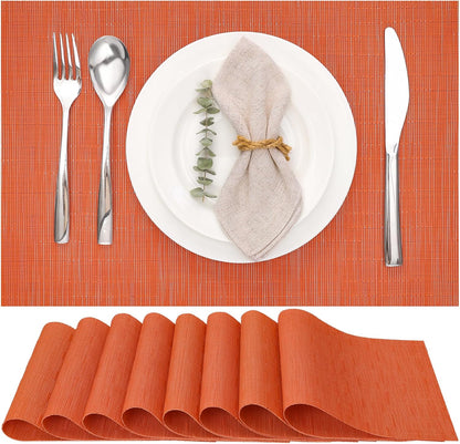 Myir JUN Placemats Set of 8, Vinyl Woven Placemats Place Mats Indoor Set of 8 Washable Table Mats