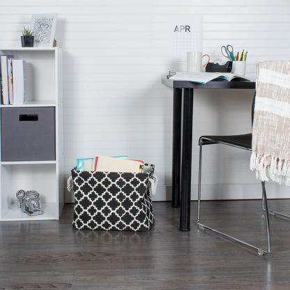 DII Polyester Container with Handles, Lattice Storage Bin, Medium, Black Lattice
