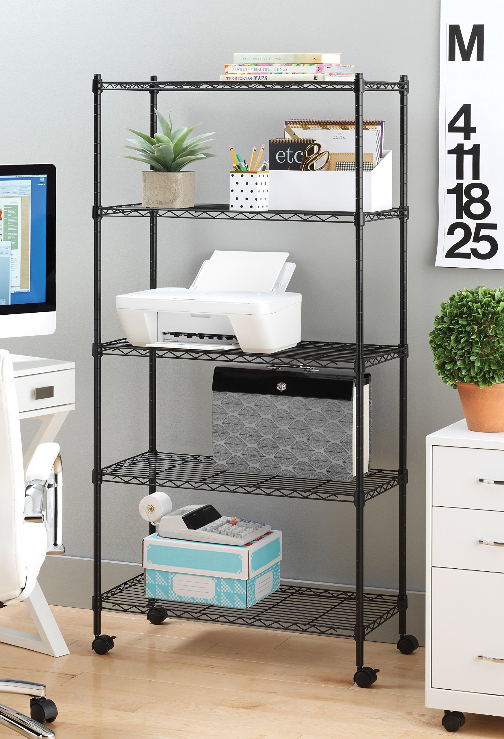 Whitmor 5 Tier Supreme Shelving Unit, Metal Storage Shelves, Adjustable Heavy Duty Shelf with