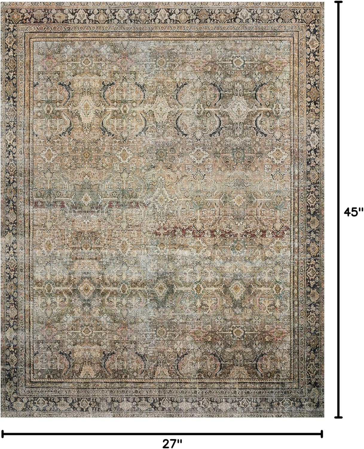 Loloi Layla Collection LAY-03 Olive/Charcoal 2'-3" x 3'-9" .13" Thick Accent Rug, Soft, Durable
