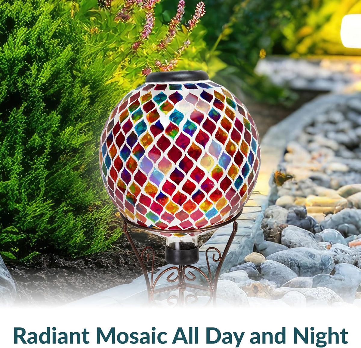 Sunnydaze 10-Inch Solar Gazing Ball for Garden - Glass Outdoor Gazing Globe - Summer Trellis - Set