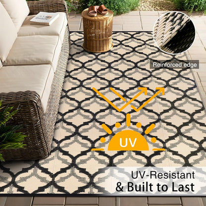 OLANLY Reversible Outdoor Rug 9x12 ft Clearance, Waterproof Outdoor Plastic Straw Rug with