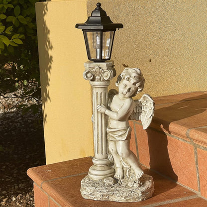 Angel Statue with Solar Lights (Right) 19.7 Inch, Outdoor Solar Angel Garden Statue with Roma