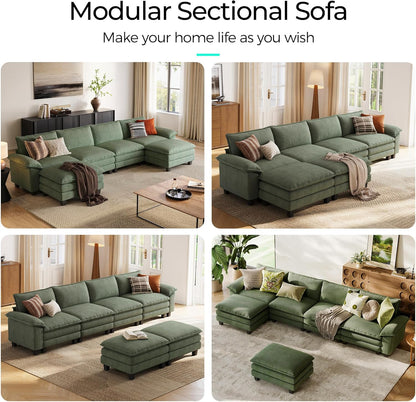 LINSY HOME Modular Sectional Sofa - 157'' Oversized Corduroy Cloud Couch U Shaped Couch with