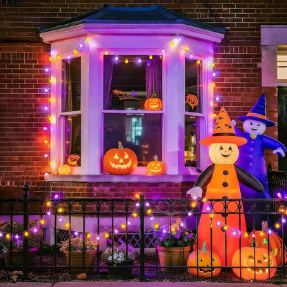 JMEXSUSS 100 LED Orange and Purple Halloween Lights Indoor, Connectable Globe String Lights Plug in