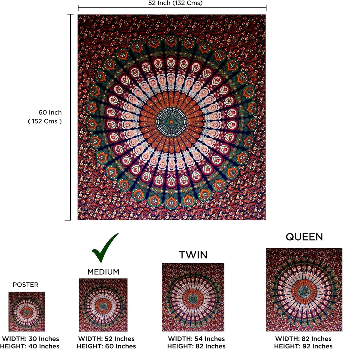 raajsee Turquoise Blue Tapestry- Tapestrys Mandala Wall Hanging- Hippie Tapestry For Bedroom