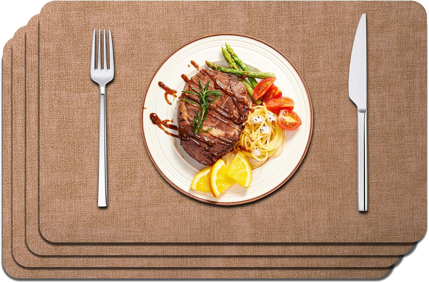 Maxpearl Faux Leather Placemats Set of 4 - Waterproof - Wipe Clean - Heat Resistant - Anti Slip