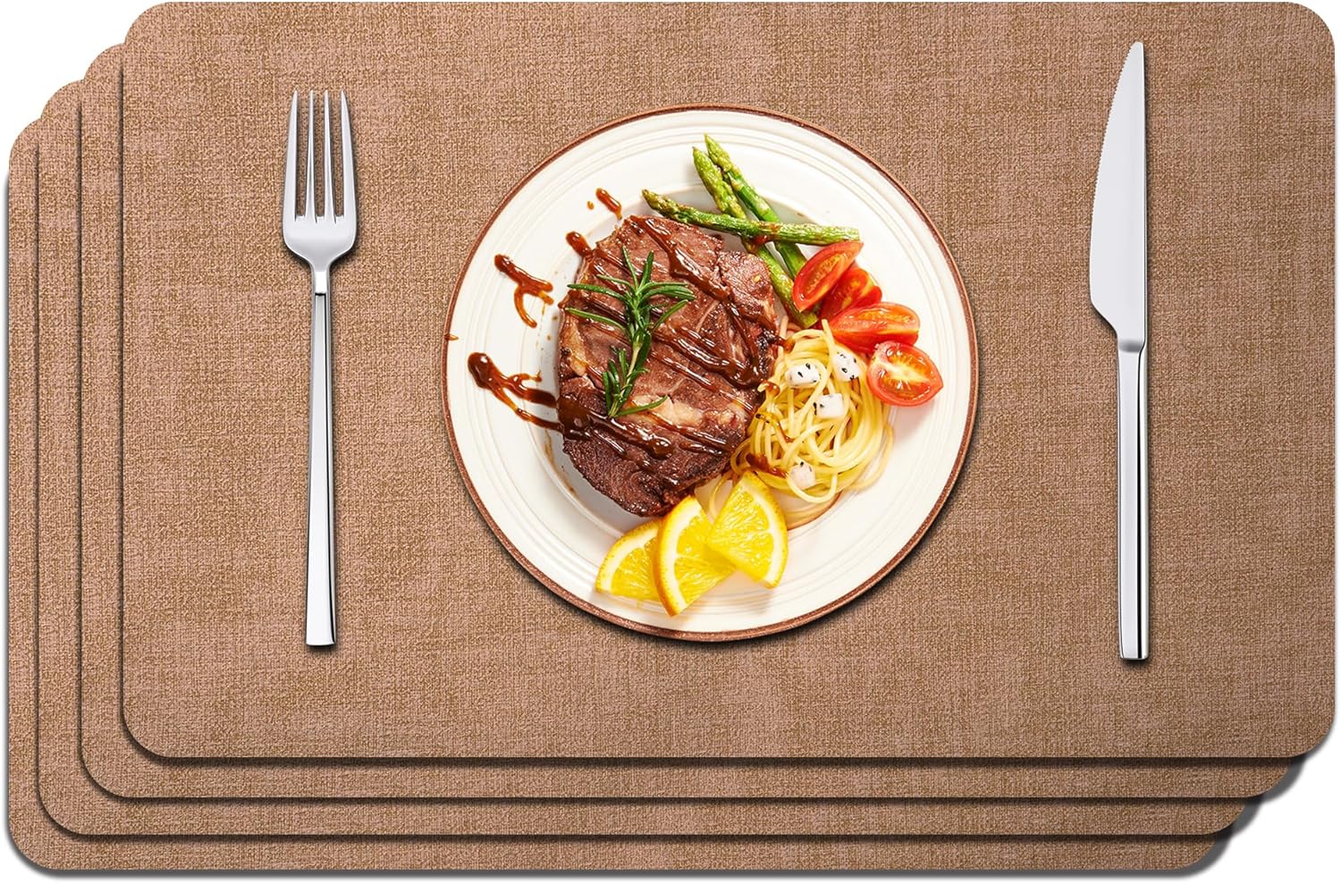 Maxpearl Faux Leather Placemats Set of 4 - Waterproof - Wipe Clean - Heat Resistant - Anti Slip