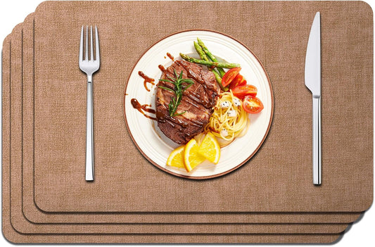 Maxpearl Faux Leather Placemats Set of 4 - Waterproof - Wipe Clean - Heat Resistant - Anti Slip