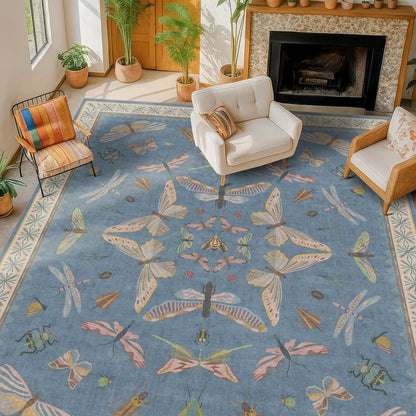 Light Blue Rugs for Dining Room Under Table - 8x10 Washable Area Rugs for Living Room, Bedroom