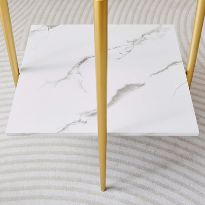 Square Glass End Table, Mid-Century Modern Design Sofa Table, for Living Room, L18 x W18 x H23