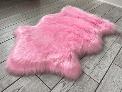 LAMBZY Faux Sheepskin Super Soft Hypoallergenic Free Shape Silky Shag Rug, Luxury Shaggy Plush