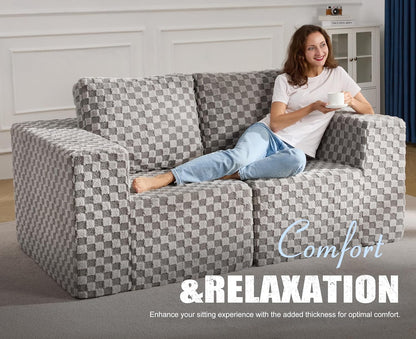 Modular Sectional Sofa 2 Seater Loveseat Modular Couch with Deep Seat Memory Foam Cloud Chair with