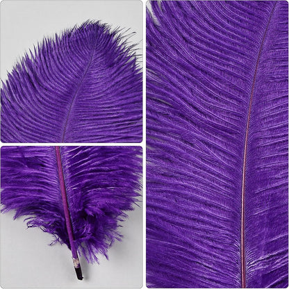 THARAHT 24pcs Purple Ostrich Feathers Natural Bulk 10-12Inch 25cm-30cm for Wedding Party