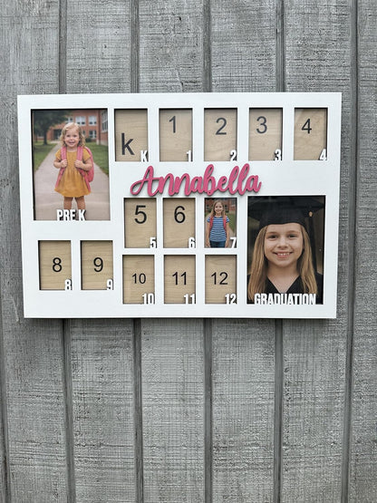 School Years Picture Frame Kids School Frame Graduation Photo holder K-12 Picture holder Preschool