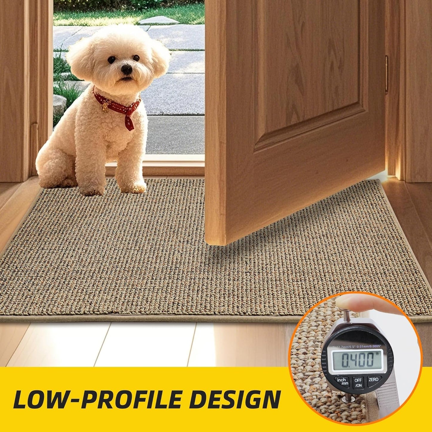 JSEI Dirt Trapper Door Mat 20"x32" Non-Slip Washable Entrance Mat, Dog Doormats, Absorbent &