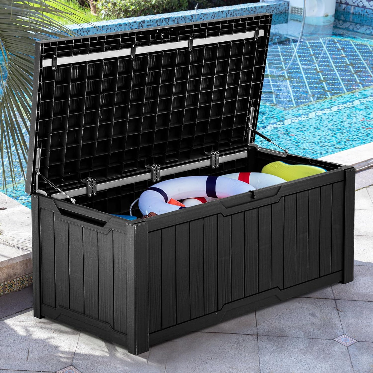 YITAHOME 120 Gallon Large Deck Box, Resin Outdoor Storage Box for Outdoor Pillows, Garden Tools and