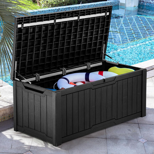 YITAHOME 120 Gallon Large Deck Box, Resin Outdoor Storage Box for Outdoor Pillows, Garden Tools and