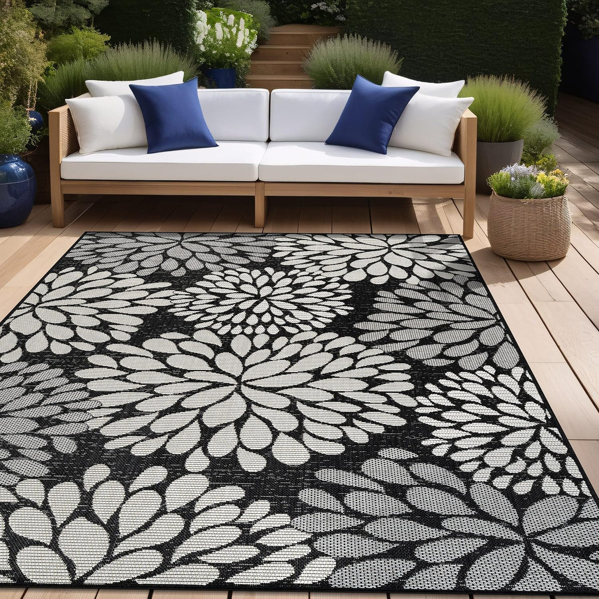Beverly Rug Outdoor Rug 6x9 Modern Exotic Tropical Leaf Area Rugs for Indoor and Outdoor Patio Deck