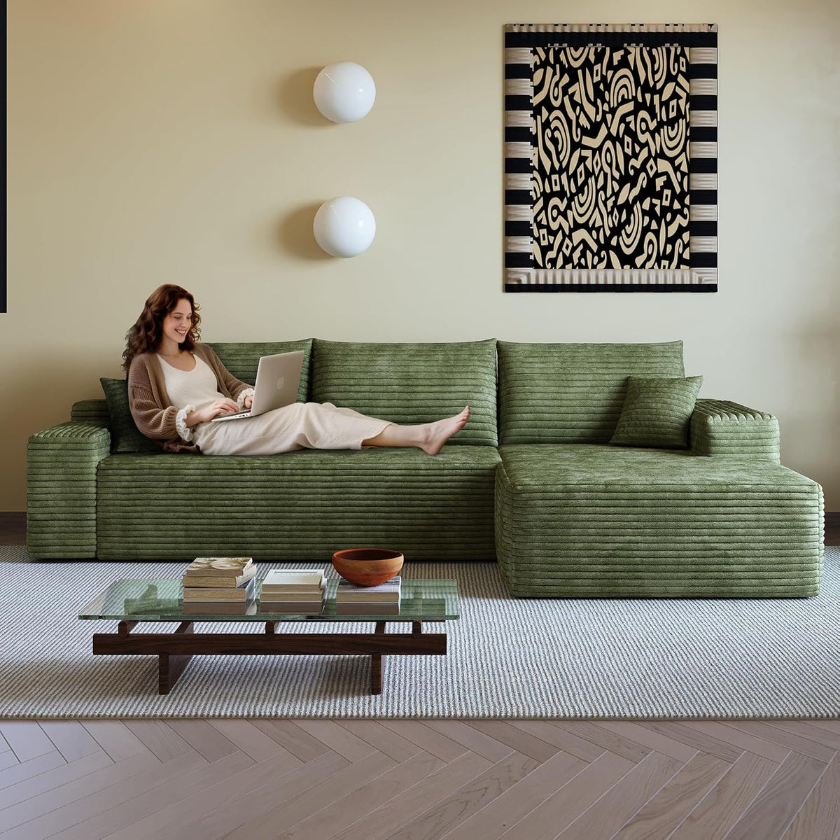 108" Sectional Couches for Living Room Modern Modular Sofa with L-Shape Couchs Upholstered Boneless