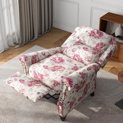 UIXE Pushback Recliner Chair, Fabric Armchair Push Back Accent Chair, Rivet Trim Club Chair Home