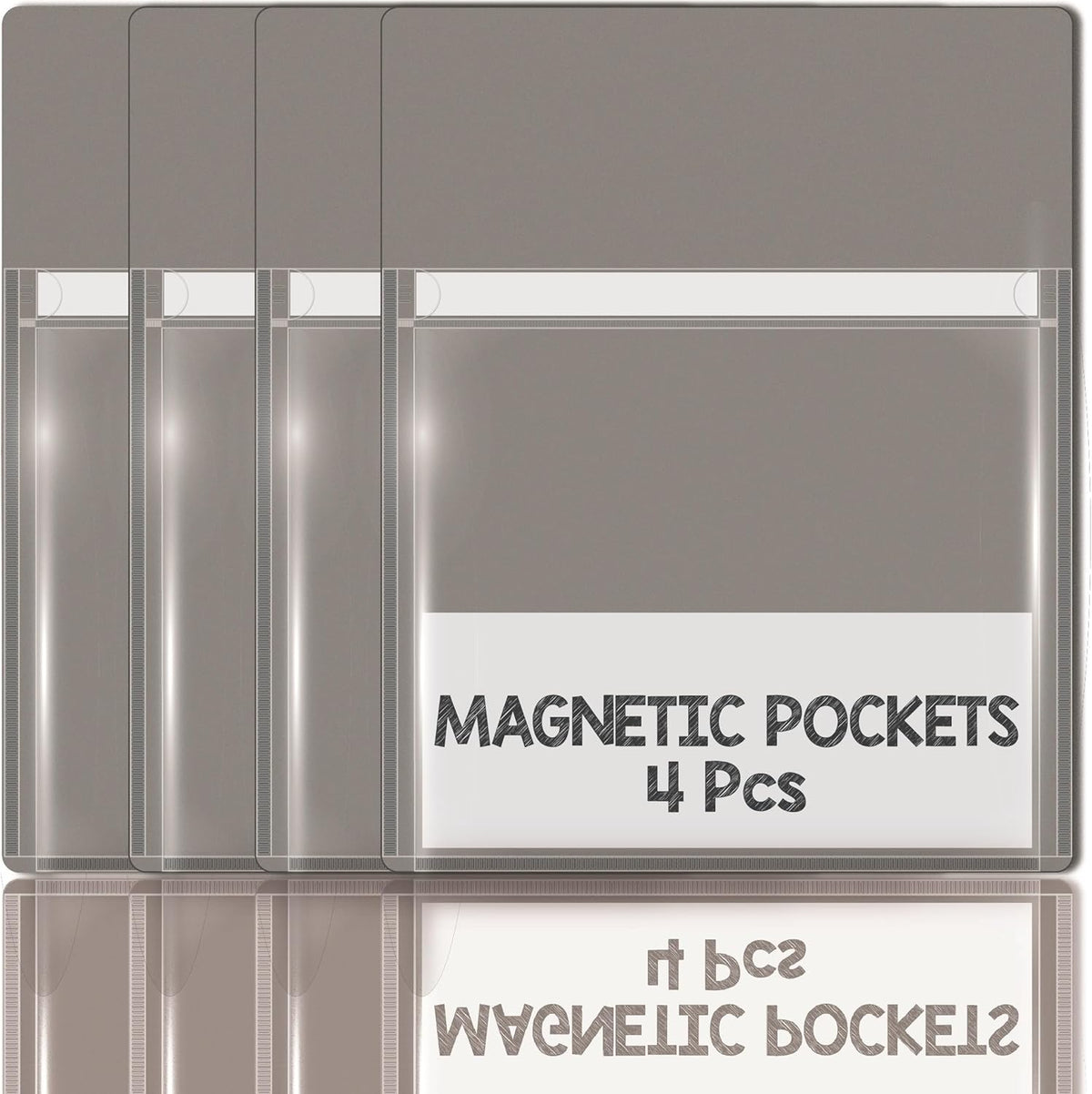 Magnetic Pocket 4 Pack – Self-Adhesive Magnetic Storage Pouch for Documents, Notes & Tools, Strong
