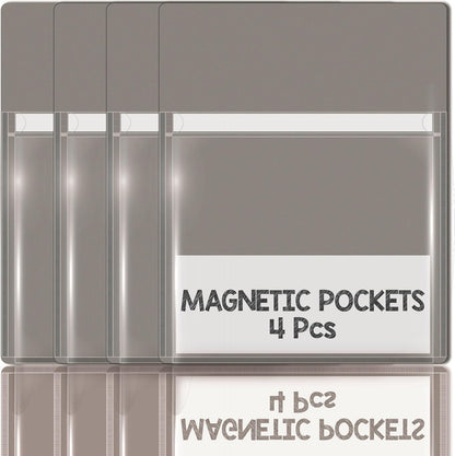 Magnetic Pocket 4 Pack – Self-Adhesive Magnetic Storage Pouch for Documents, Notes & Tools, Strong