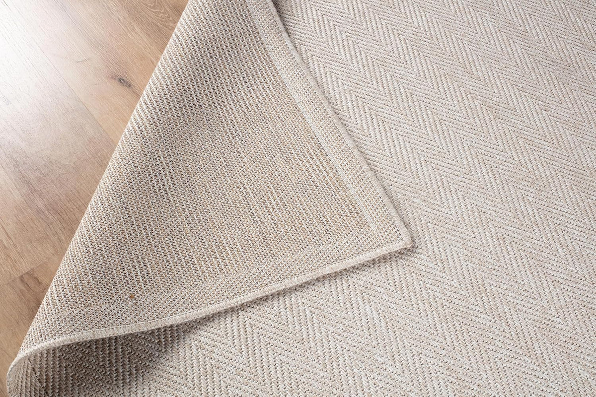 CAMILSON Easy Jute Rug 5x7, Indoor Outdoor Off-White Color Fiber Area Rugs for Living Room Patio