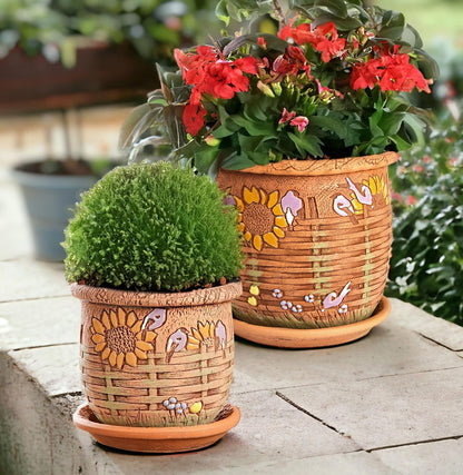 Ceramic Pot with Drainage Hole and Saucer, Plant Pots, Modern Decorative Planters for House Plants