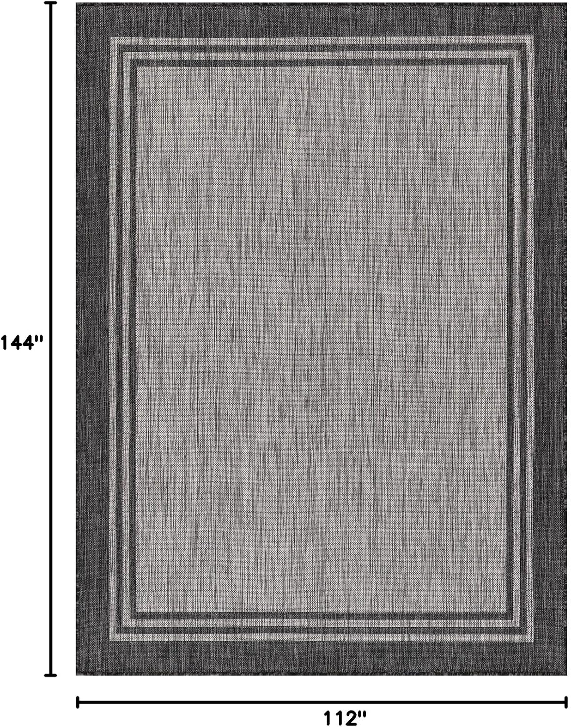 Bordered Outdoor Rug 9x12 Washable Outside Carpet for Indoor Patio Porch Waterproof Easy Cleaning