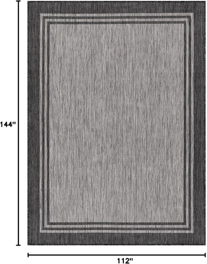 Bordered Outdoor Rug 9x12 Washable Outside Carpet for Indoor Patio Porch Waterproof Easy Cleaning