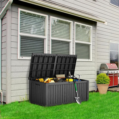 180 Gallon Lockable Resin Deck Box, Waterproof & UV-Resistant Outdoor Storage Box for Outdoor