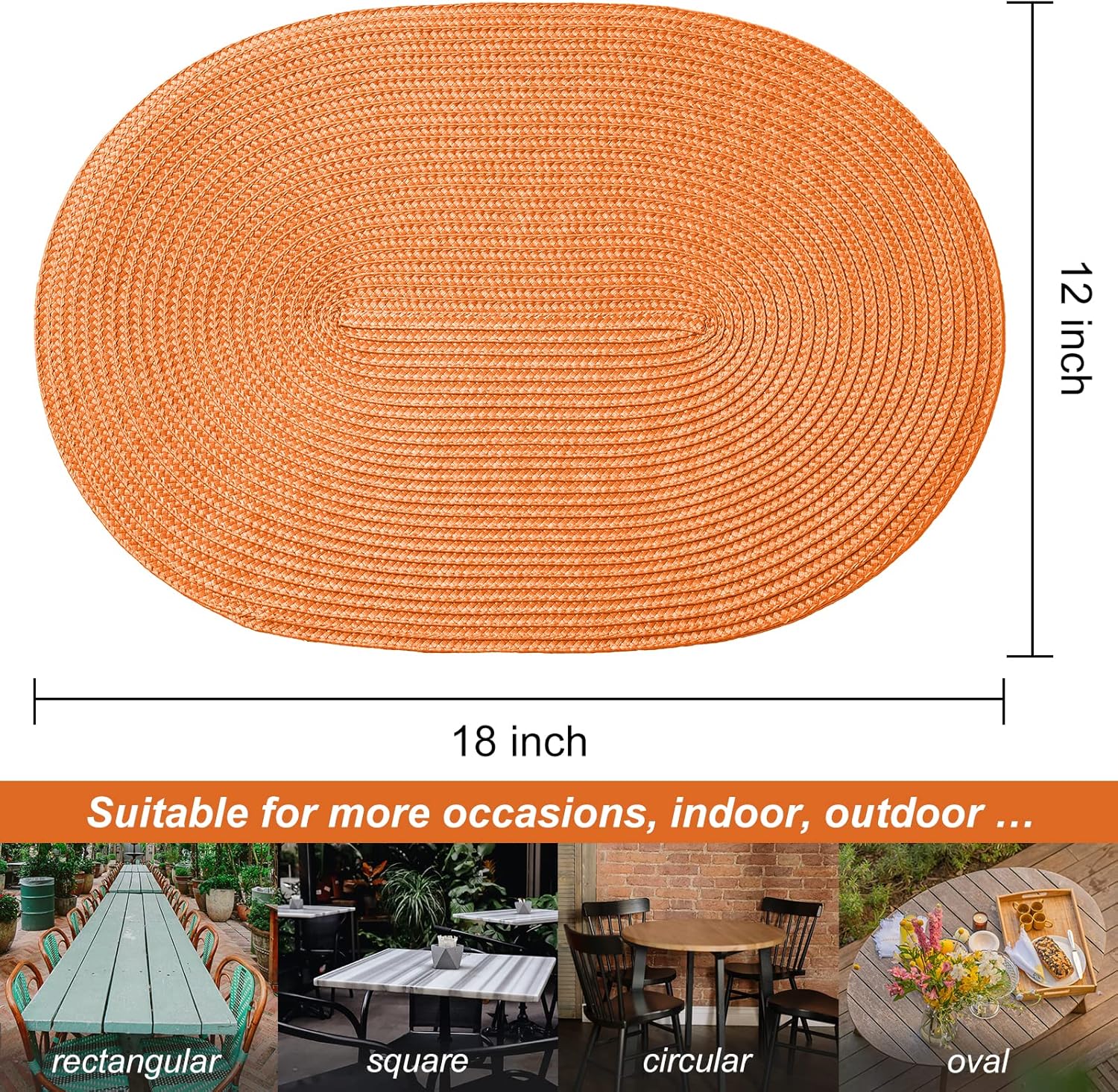 AHHFSMEI Placemats Set of 4 for Dining Table Washable Woven Vinyl Non-Slip 18x12 inches Placemat