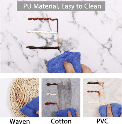 Marble Faux Leather PU Placemats, Set of 4, Washable, Stain Resistant for Dining Room Kitchen Table