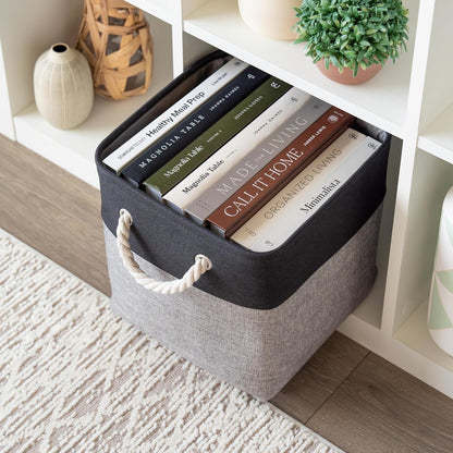 OrganiHaus 11x11 Cube Storage Bins 4 Pack, Foldable Cube Storage Organizer w/ Rope Handles
