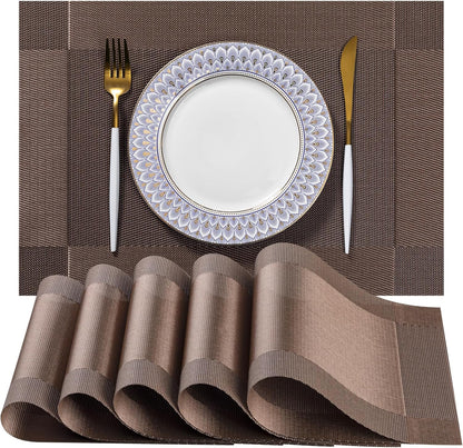 LEXMORE PlaceMats Set of 12 Vinyl/Plastic Woven Place Mats for Kitchen Table Indoor/Outdoor