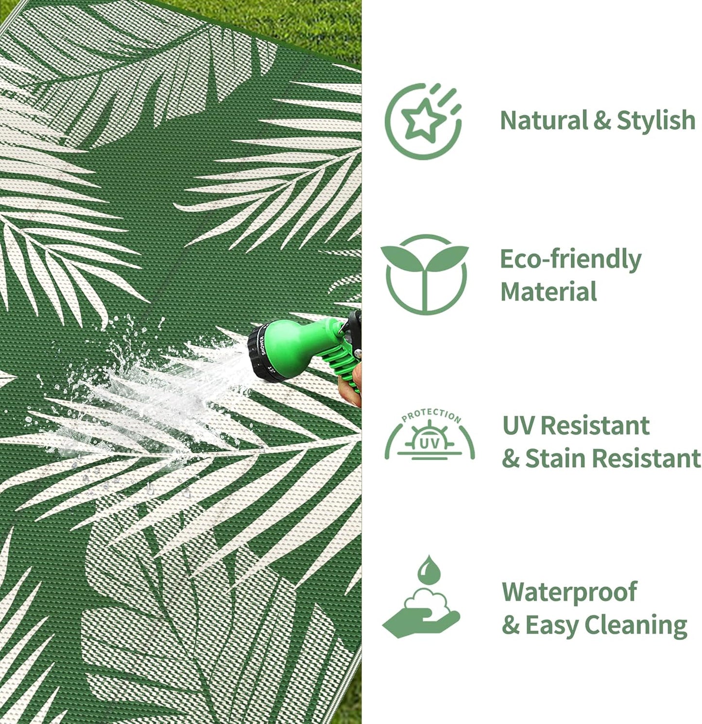 GENIMO Outdoor Rug 6' x 9' Waterproof for Patios Clearance, Reversible Outdoor Plastic Straw