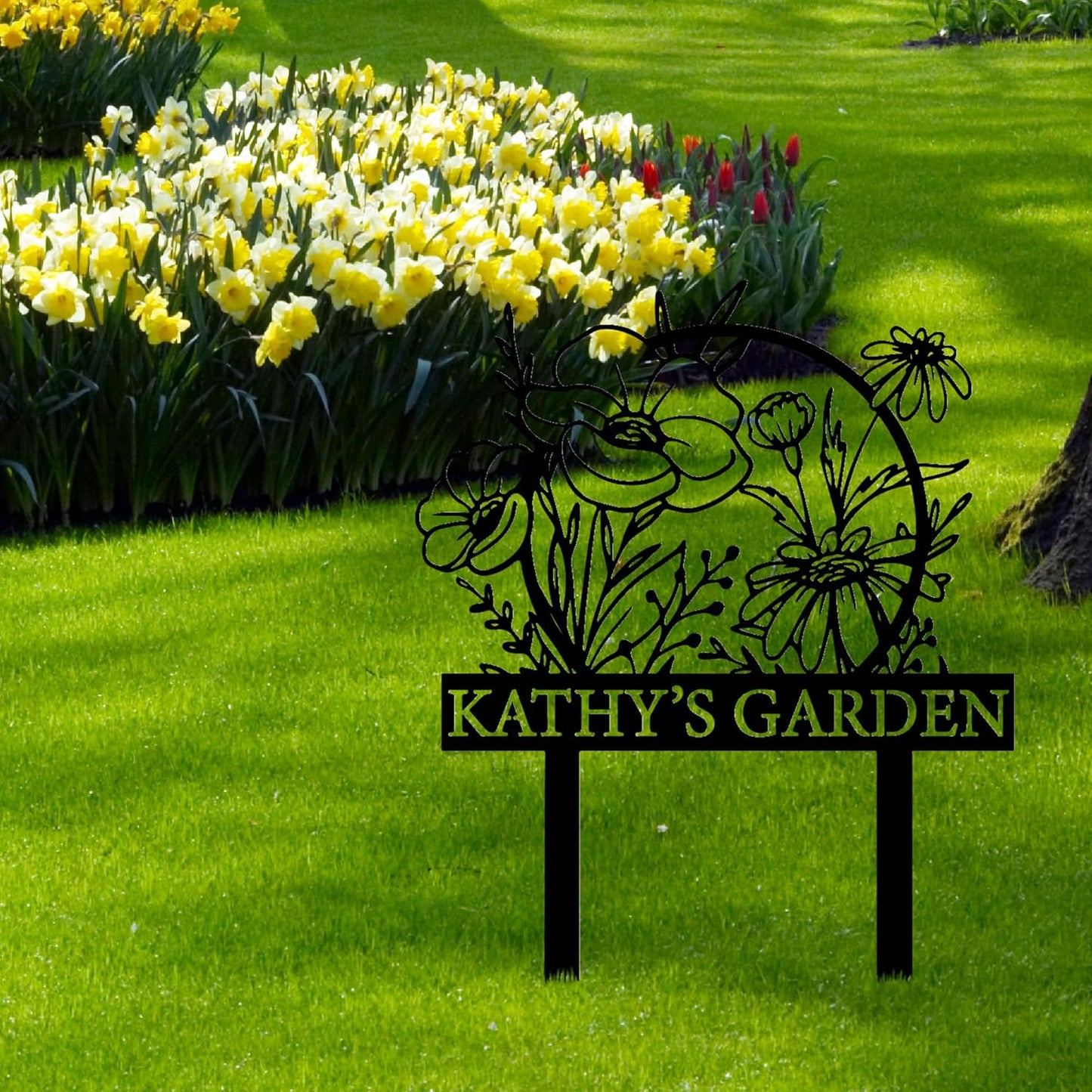 Personalized Metal Garden Sign with Stake, Custom Garden Decor for Outdoor, Custom Family Name