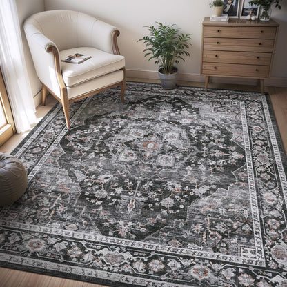AMOAMI-4X6 Area Rugs for Living Room -Soft Vintage Bedroom Rug-Non Slip Washable Rug-Throw Rugs for
