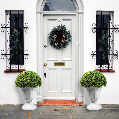 Sunnyglade 2 PCS 23”Artificial Plastic Boxwood Ball Tree，Faux Potted Decorative Topiary Plant，UV