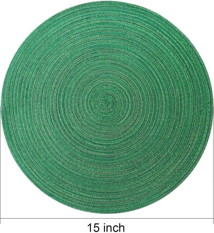 AHHFSMEI Round Braided Placemats Set of 6 Round Table Mats for Dining Tables Natural Woven Heat