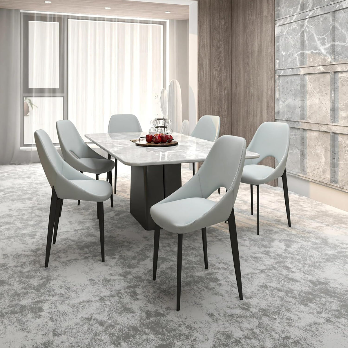 LeisureMod Amalfi Upholstered Fabric Dining Chair – Modern Side Chair with Iron Legs, Mid-Century