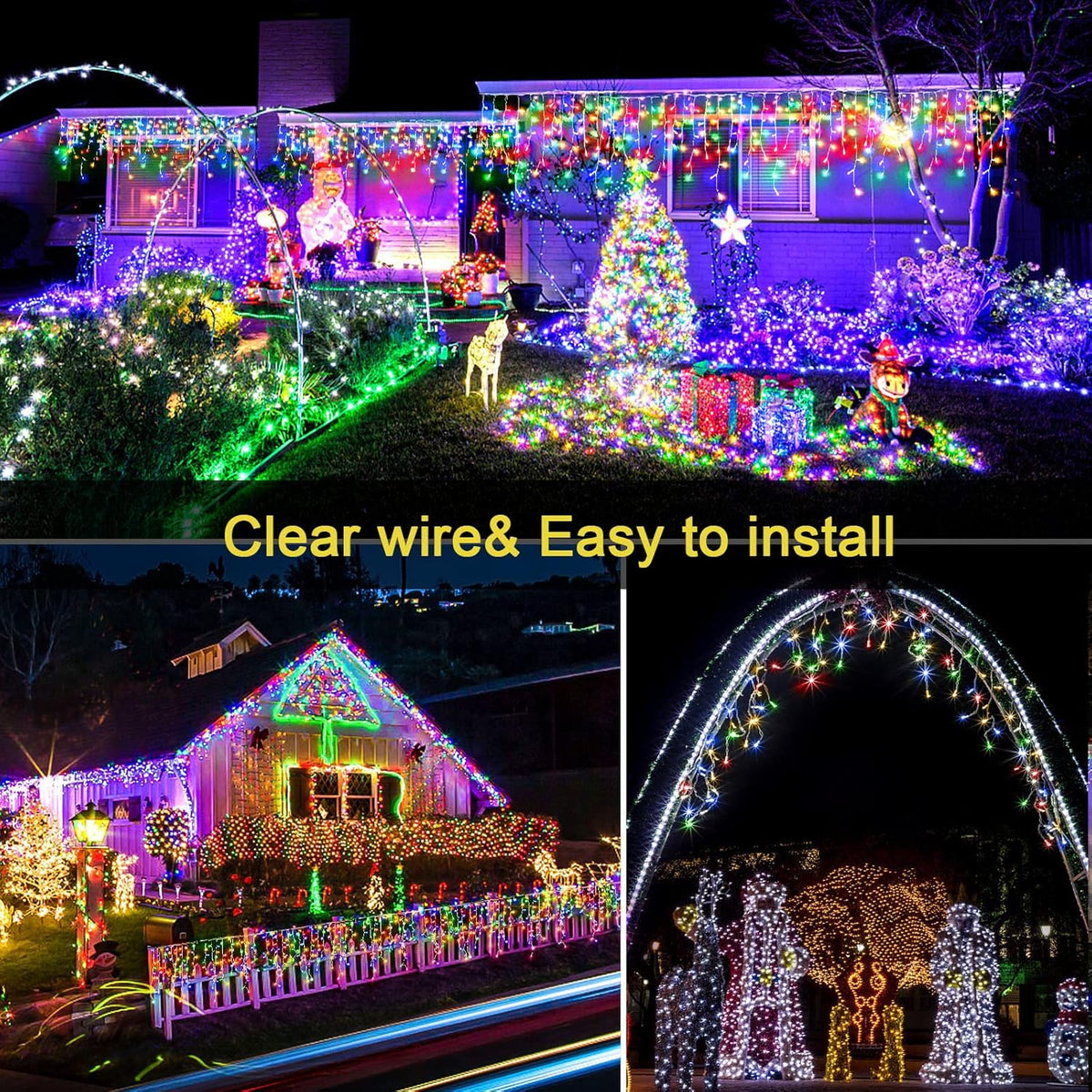 Icicle Christmas Lights Outdoor - 99FT 1216 LED Icicle Lights for Outside 8 Modes with 228 Drops
