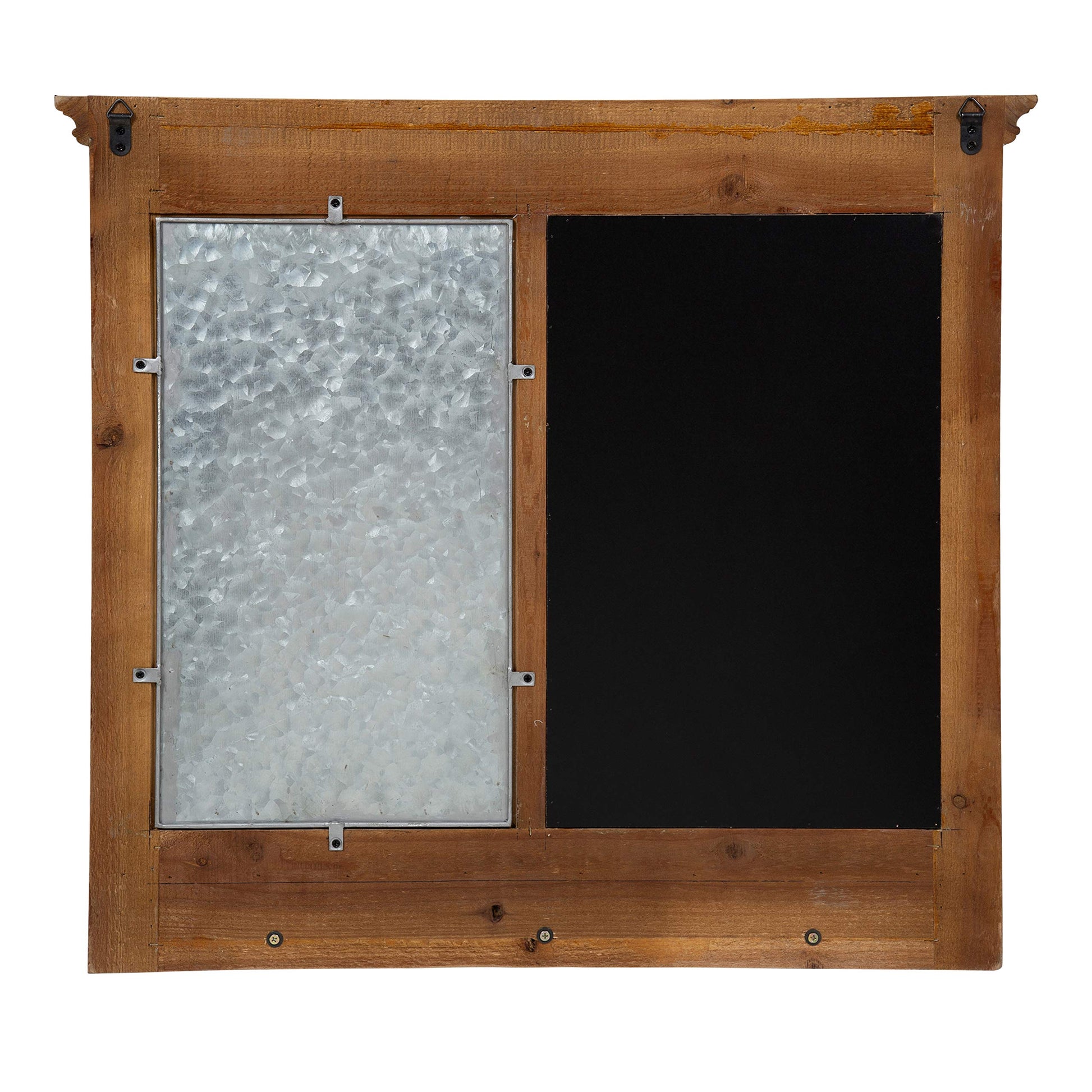 Kate and Laurel Idamae Wood Framed Chalkboard Wall Organizer with Mail Holders and Key Hooks, 28" x
