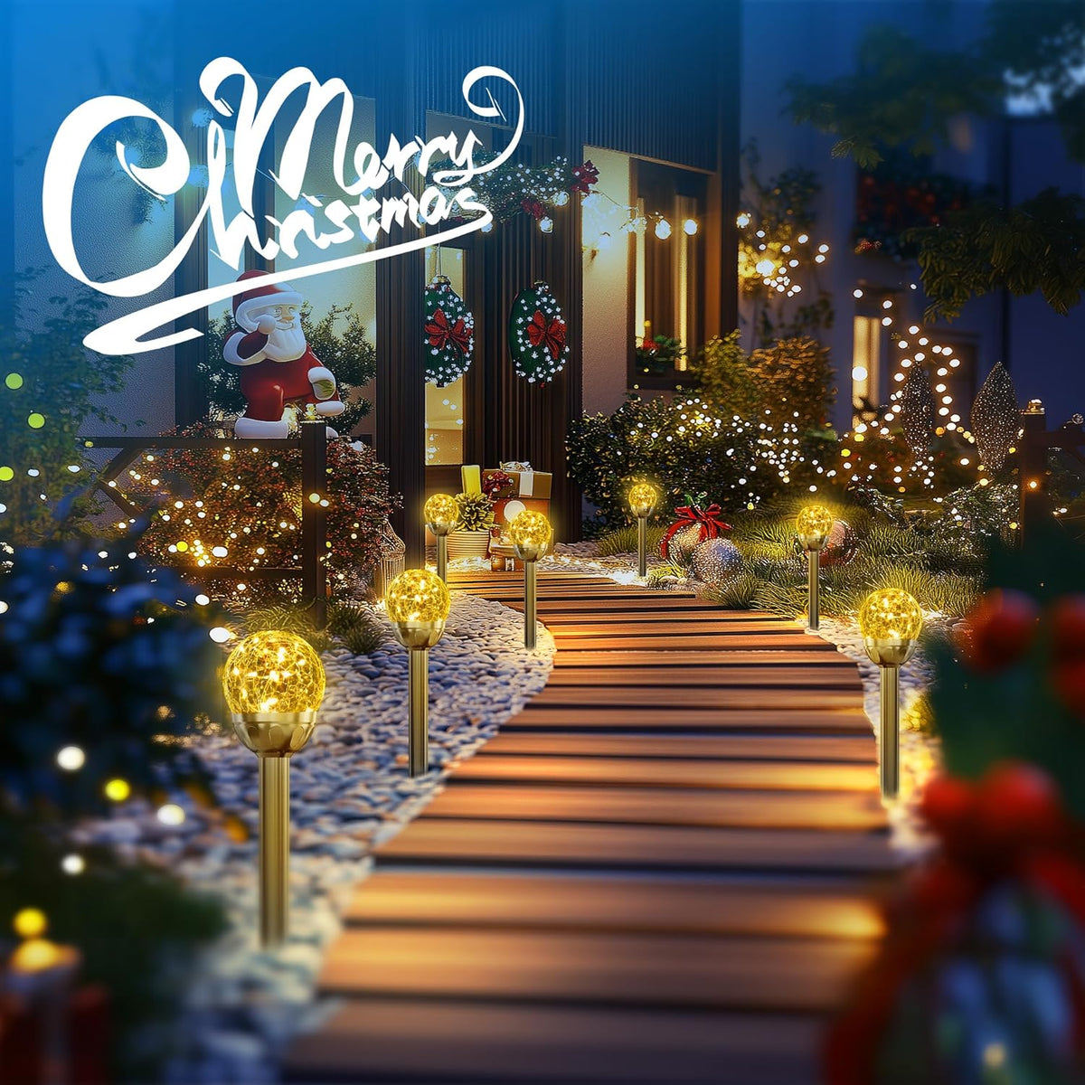 SOLPEX Solar Garden Lights String, 6 Pack Outdoor Christmas Decoration Warm White Solar Powered