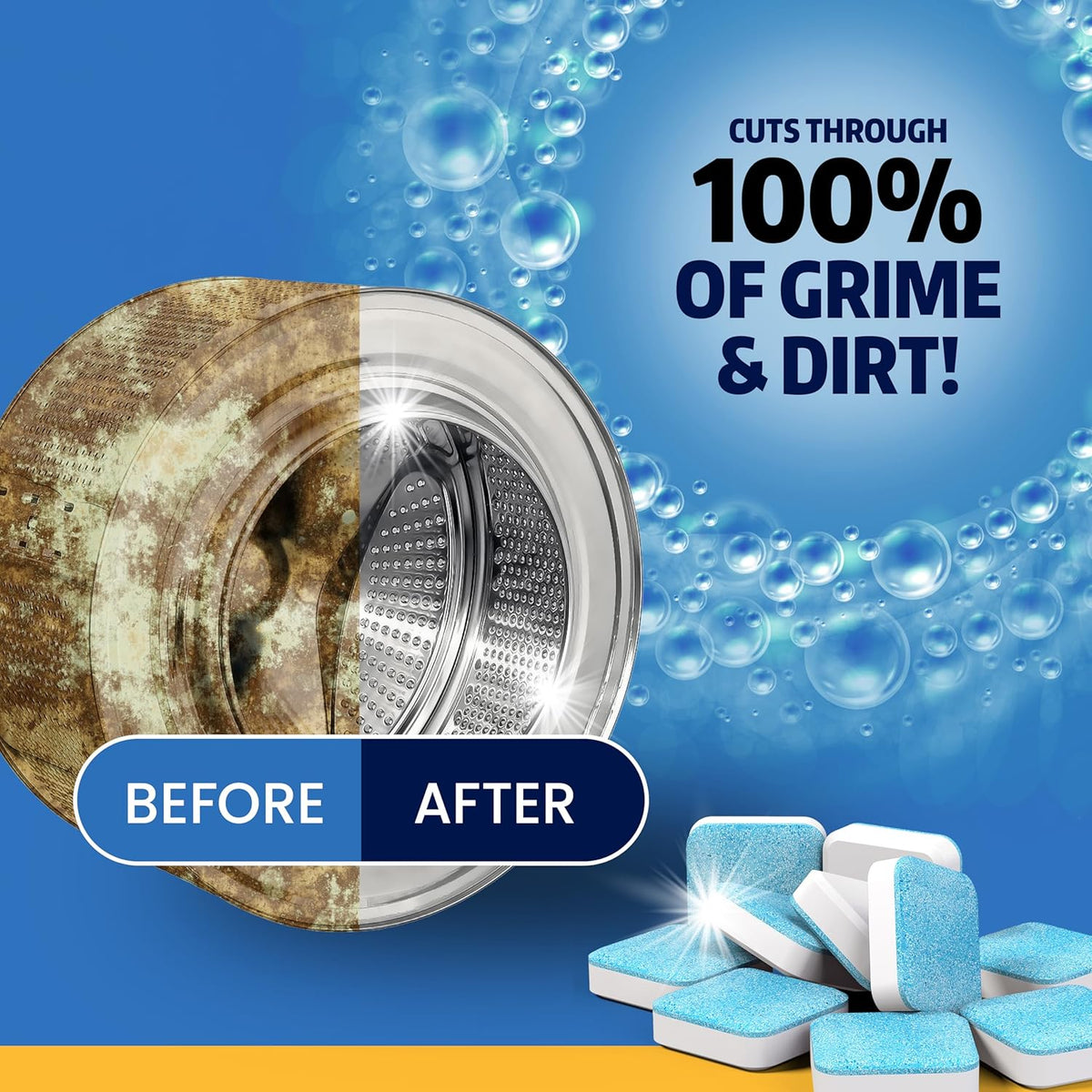 Washing Machine Cleaner Tablets 24 Pack - Deep Cleaning Tablets for Front & Top Load, Works With HE