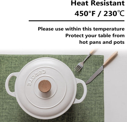 Home Brilliant Linen Cloth Placemats Set of 8 Heat Resistant Dining Table Place Mats Table Mat