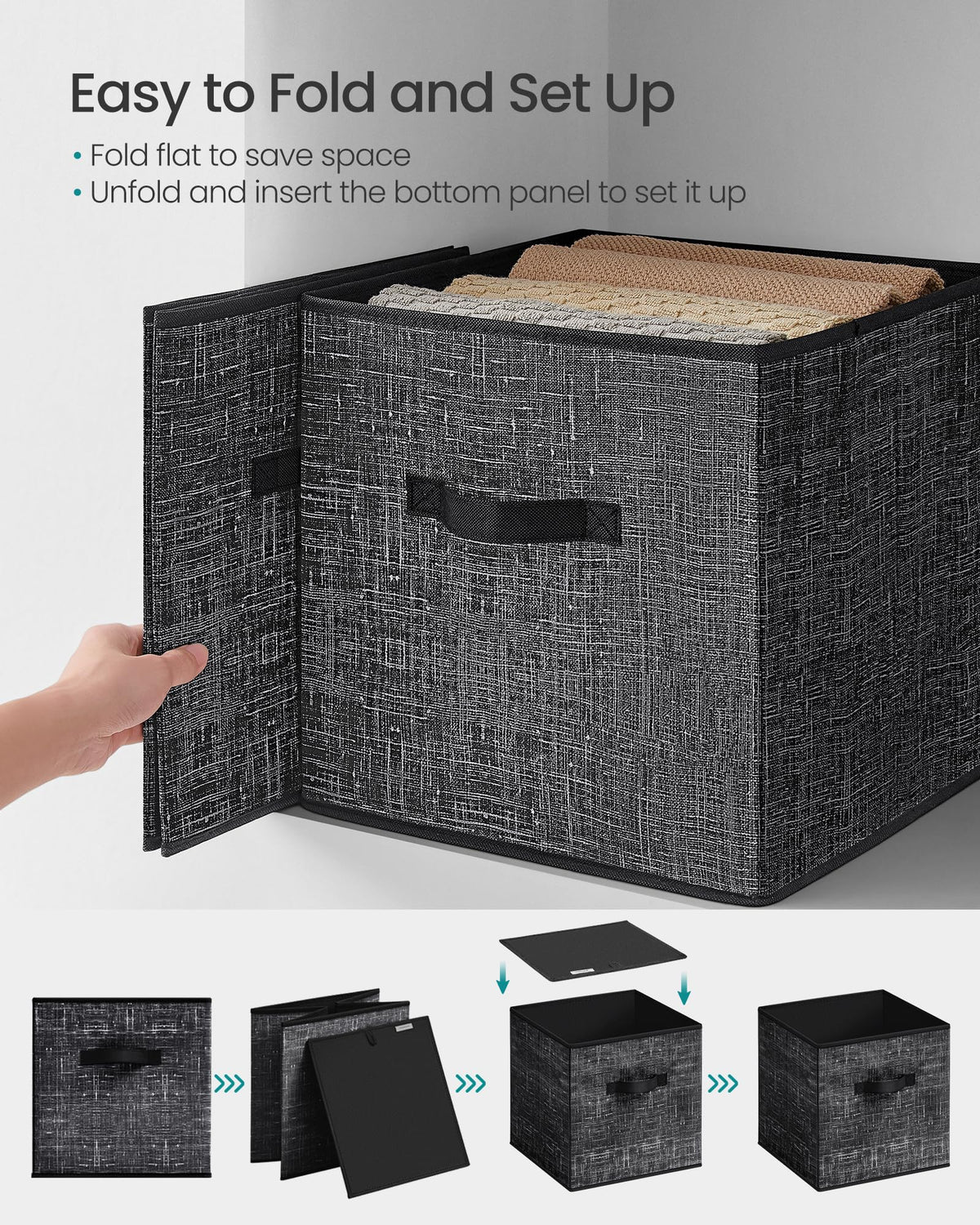 SONGMICS Storage Cubes, Set of 10, 13-Inch Foldable Closet Organizers