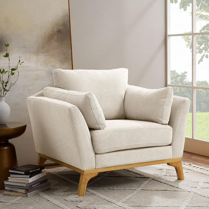Large-Sized Accent Chair, Thick Cushion Bedroom Reading Chair, Comfortable Living Room Single Sofa，