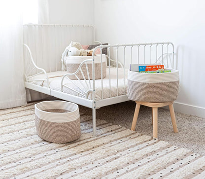 OrganiHaus Set of 3 Woven Storage Baskets for Organizing, Cotton Rope Organizer Bins for Shelves